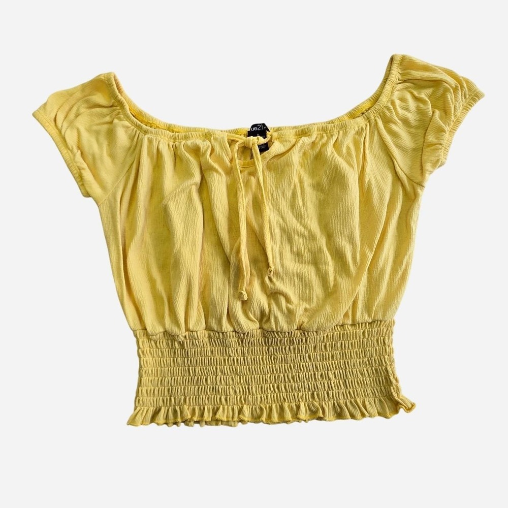 Butter yellow smocked crop top